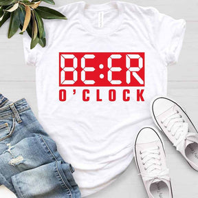 Novelty Funny Birthday  New BEER O'CLOCK T-Shirt