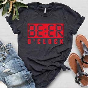 Novelty Funny Birthday  New BEER O'CLOCK T-Shirt